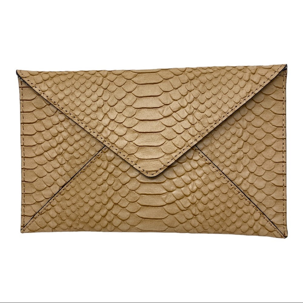 Loeffler Randall python envelope clutch wallet n Nude